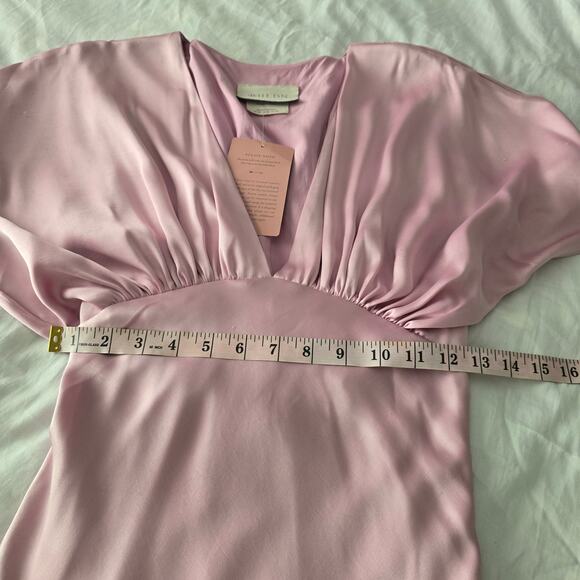 NWT Anthropologies BHLDN Amelia Deep-V Satin Maxi Dress Pink formal size XS $220 - Picture 8 of 13